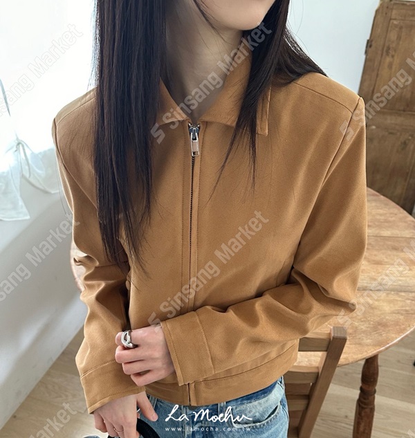麂皮拉鍊外套